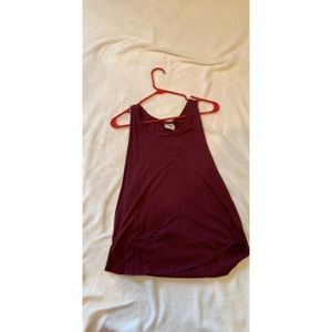 Maroon tank top with deep armholes